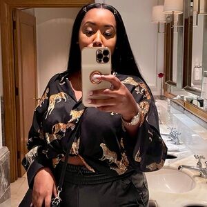 Zara Satin Tiger Print Blouse